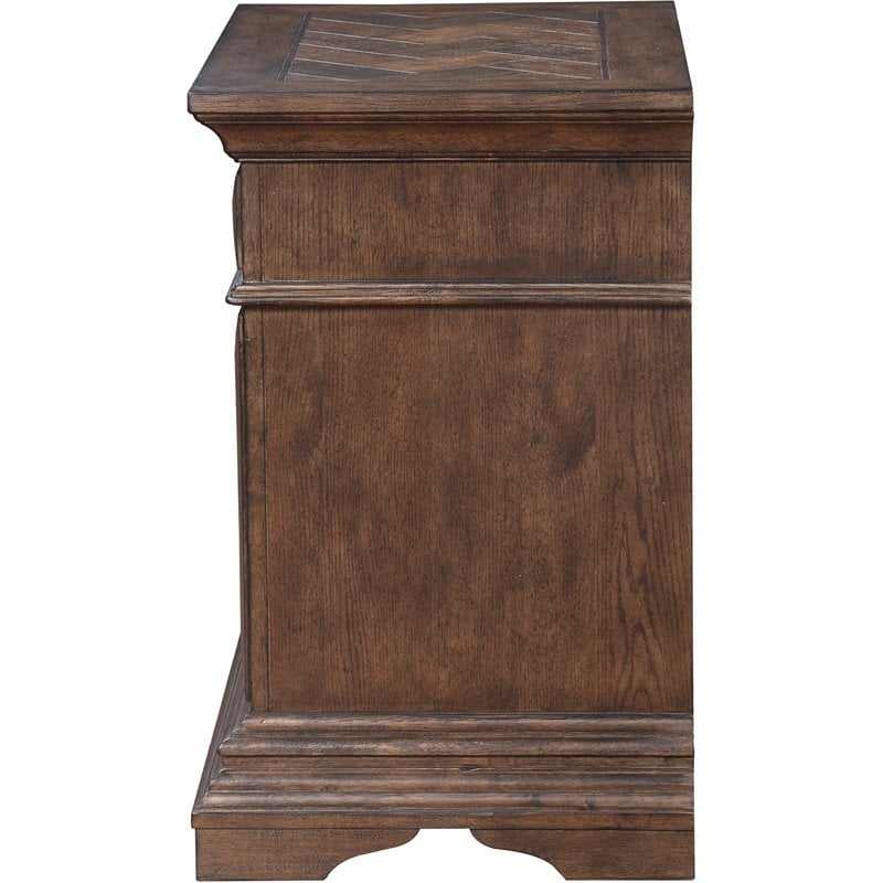 Pemberly Row Contemporary Solid Wood 3-Drawer Nightstand in Walnut Brown