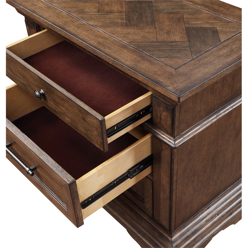 Pemberly Row Contemporary Solid Wood 3-Drawer Nightstand in Walnut Brown