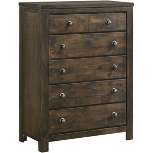 Pemberly Row Contemporary Solid Wood Bedroom Chest in Rustic Gray/Brown