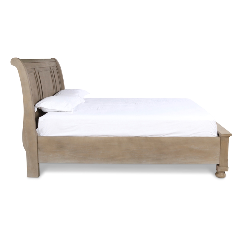 Pemberly Row Contemporary Solid Wood Engineered Wood King Bed in Pewter
