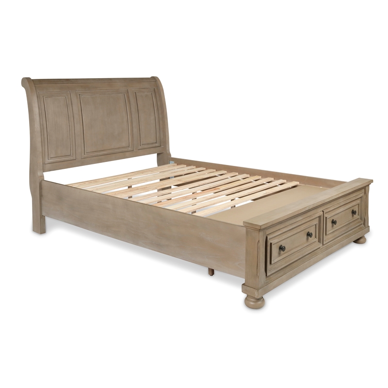 Pemberly Row Contemporary Solid Wood Engineered Wood King Bed in Pewter