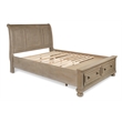 Pemberly Row Contemporary Solid Wood Engineered Wood King Bed in Pewter
