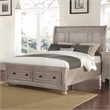 Pemberly Row Contemporary Solid Wood Engineered Wood King Bed in Pewter