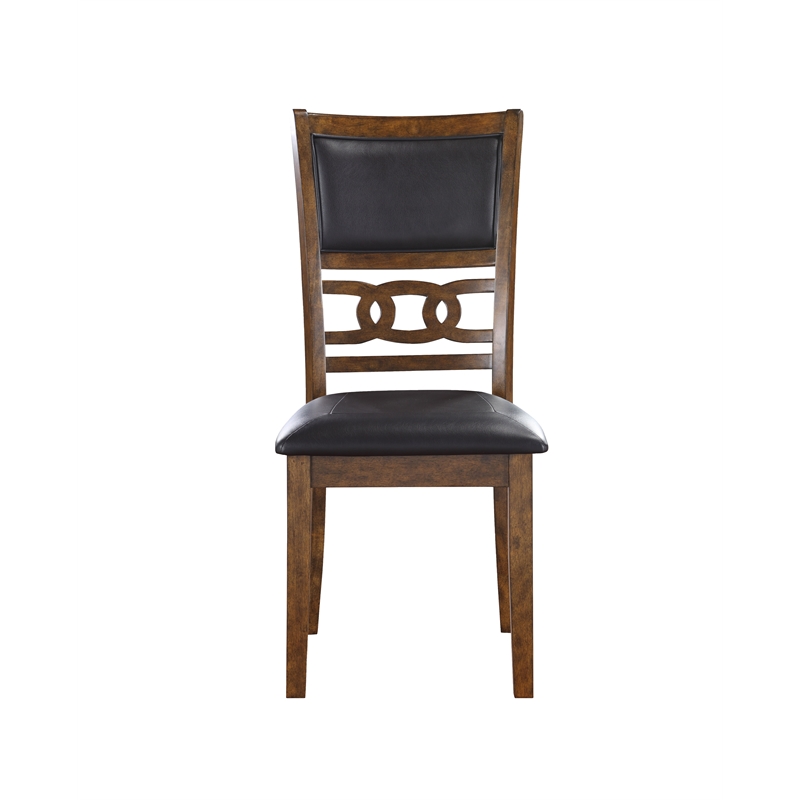 Pemberly Row Contemporary Faux Leather Dining Chair in Brown (Set of 2)