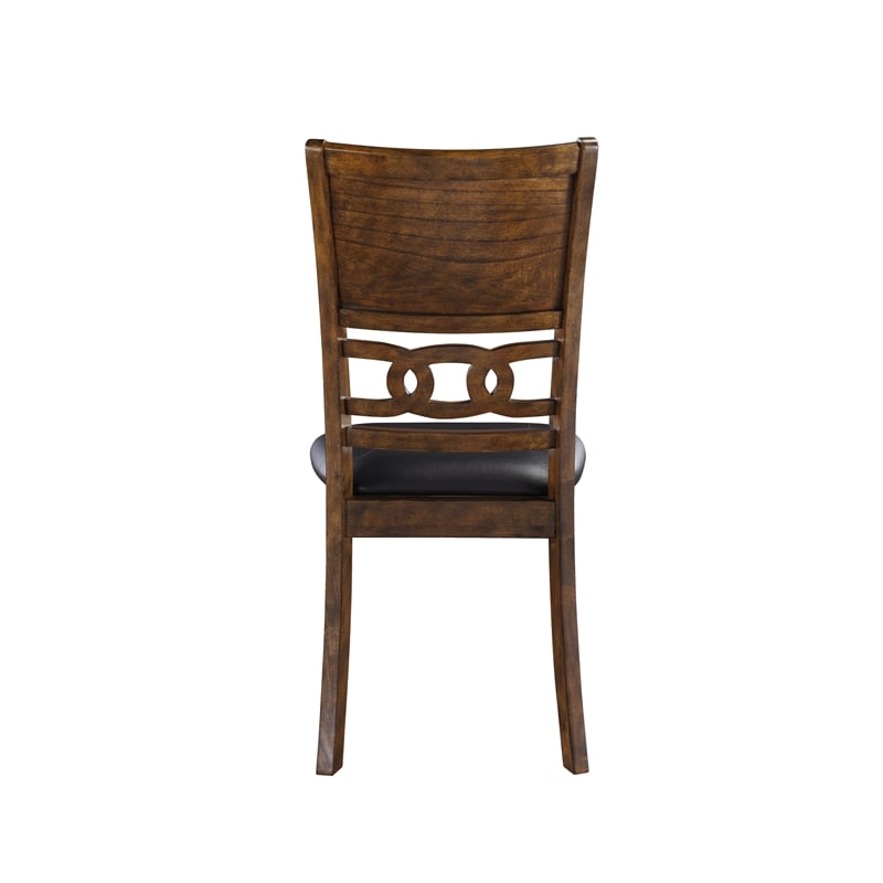 Pemberly Row Contemporary Faux Leather Dining Chair in Brown (Set of 2)