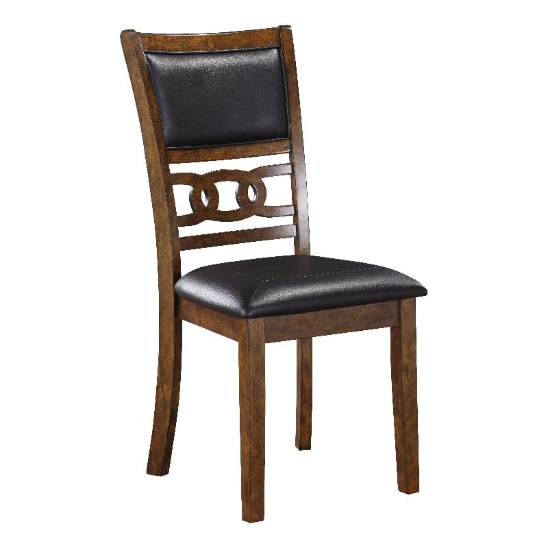 Pemberly Row Contemporary Faux Leather Dining Chair in Brown (Set of 2)