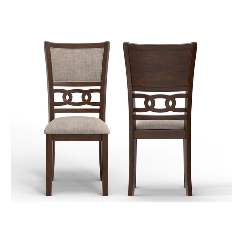 Pemberly Row Contemporary Solid Wood Dining Chair in Cherry Brown (Set of 2)