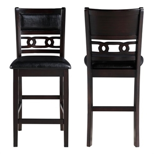 Pemberly Row Contemporary Solid Wood Counter Chair in Ebony Black (Set of 2)