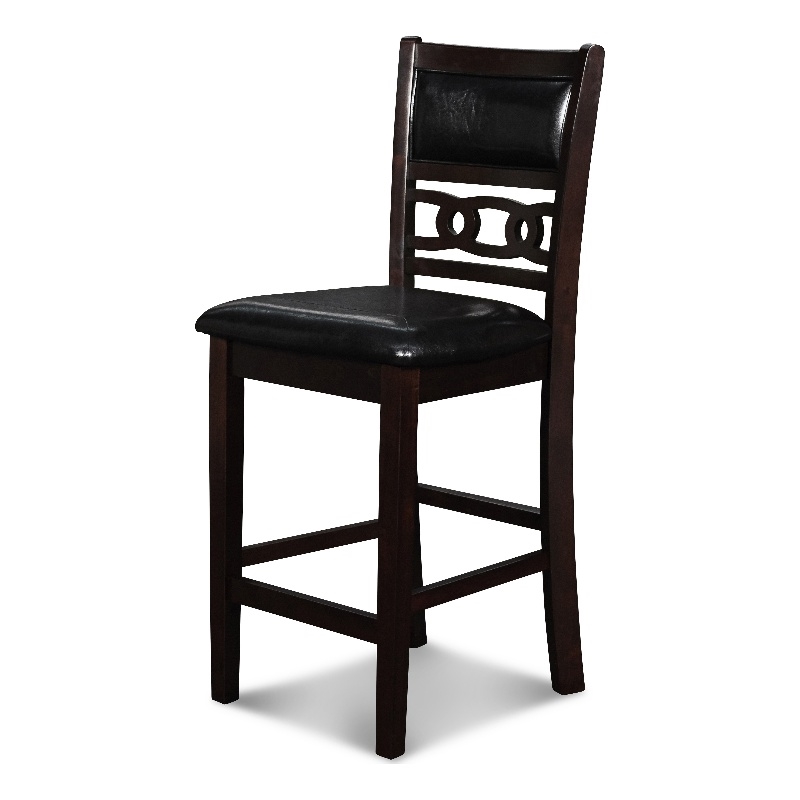 Pemberly Row Contemporary Solid Wood Counter Chair in Ebony Black (Set of 2)