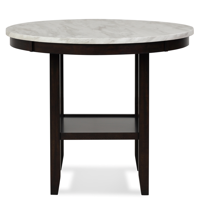 Pemberly Row Contemporary Round Wood Counter Table in Espresso