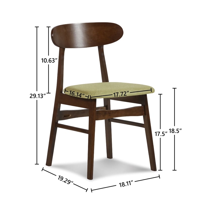 Pemberly Row 5-Piece Mid-Century Modern Wood Dining Set in Green