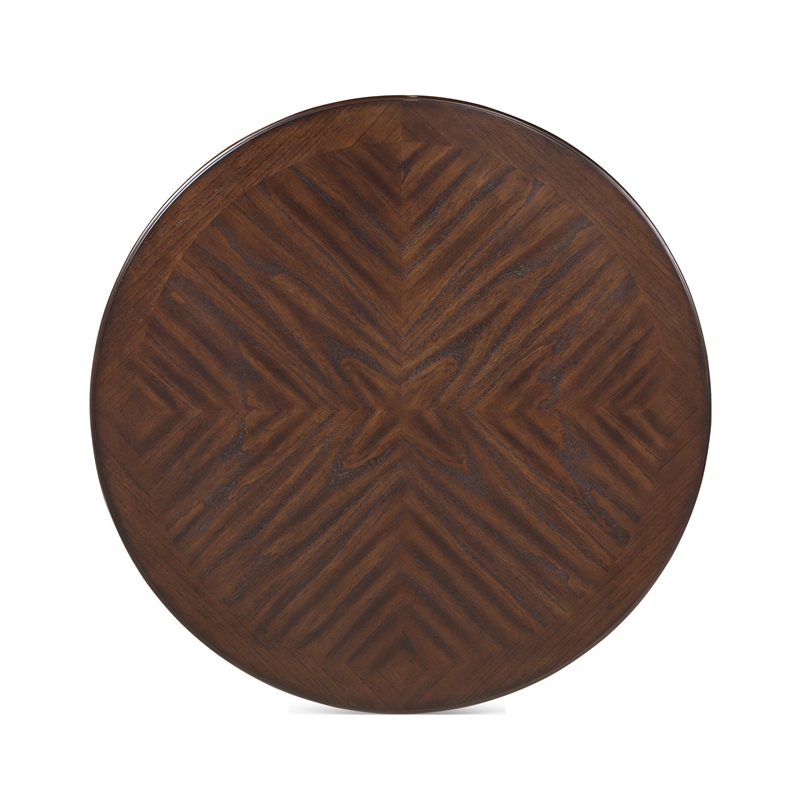 Pemberly Row Modern 5-Piece Round Wood & Fabric Counter Set in Cherry