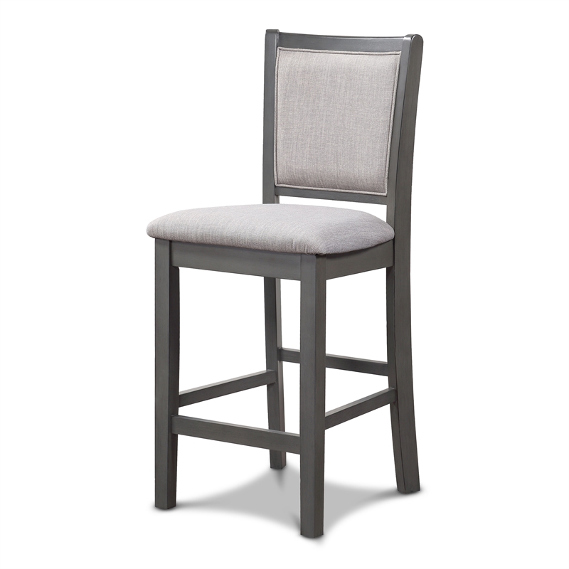 Pemberly Row Modern 5-Piece Rectangle Wood & Fabric Counter Set in Gray