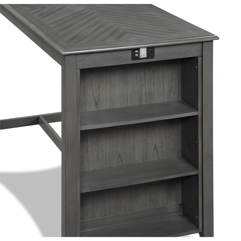 Pemberly Row Modern 5-Piece Rectangle Wood & Fabric Counter Set in Gray