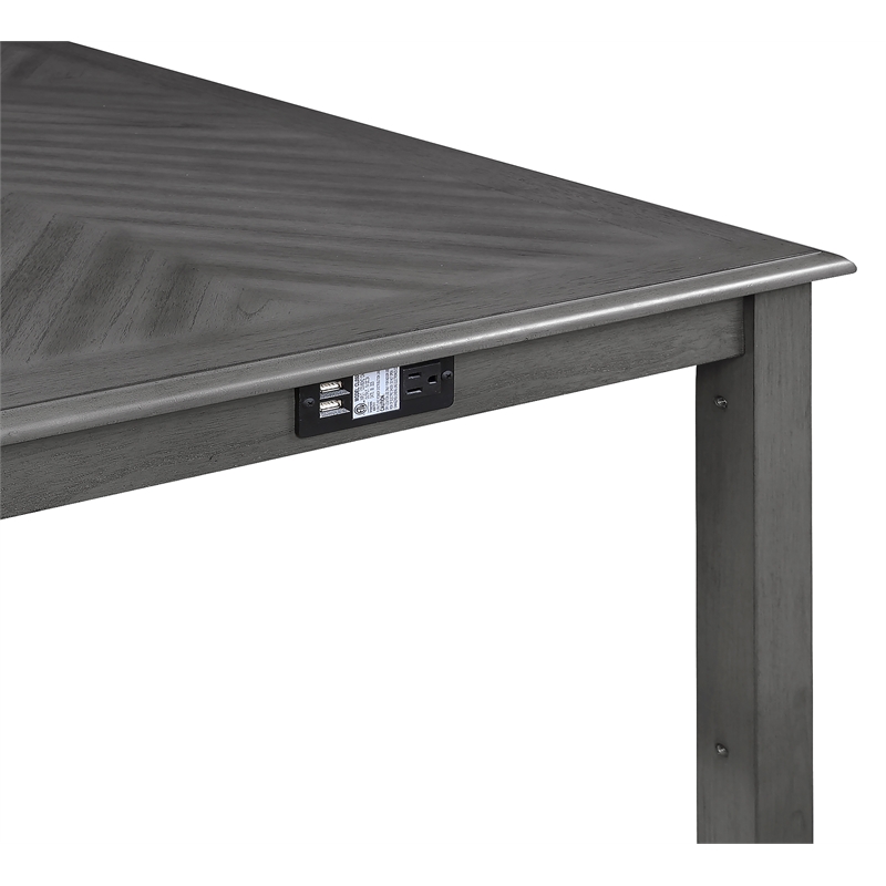Pemberly Row Modern 5-Piece Rectangle Wood & Fabric Counter Set in Gray