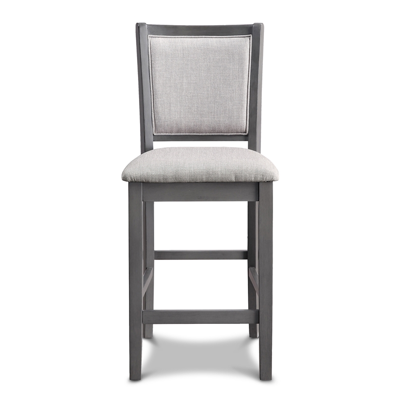 Pemberly Row Modern 5-Piece Rectangle Wood & Fabric Counter Set in Gray