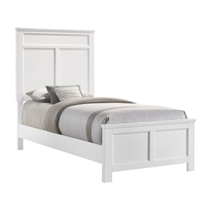 Pemberly Row Contemporary Traditional Wood Twin Bed in White