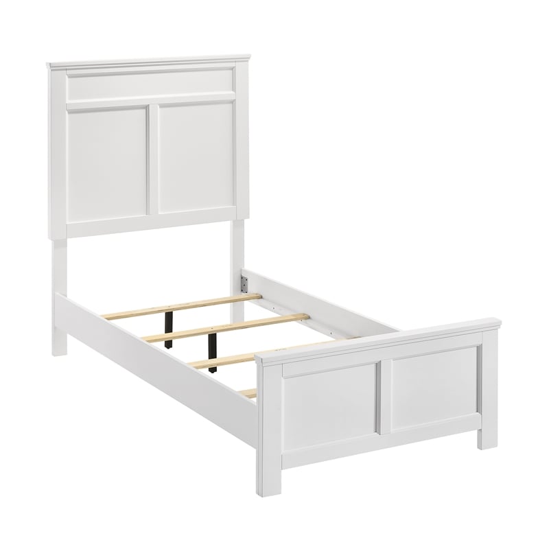 Pemberly Row Contemporary Traditional Wood Twin Bed in White
