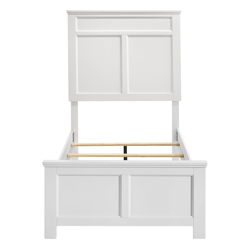 Pemberly Row Contemporary Traditional Wood Twin Bed in White