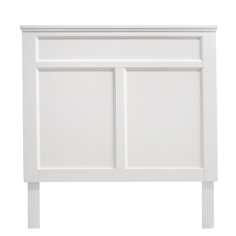 Pemberly Row Contemporary Traditional Wood Twin Bed in White