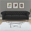 Pemberly Row Contemporary Crystal Velvet Fabric Sofa in Black