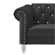 Pemberly Row Contemporary Crystal Velvet Fabric Sofa in Black