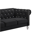 Pemberly Row Contemporary Crystal Velvet Fabric Sofa in Black