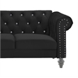 Pemberly Row Contemporary Crystal Velvet Fabric Sofa in Black