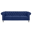 Pemberly Row Modern Crystal Velvet Fabric Sofa in Royal Blue