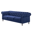 Pemberly Row Modern Crystal Velvet Fabric Sofa in Royal Blue