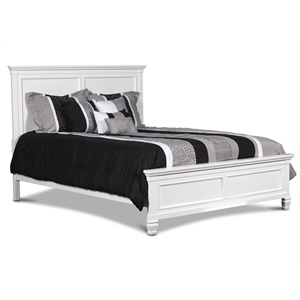 Pemberly Row Contemporary Wood King Size Panel Bed in White Finish
