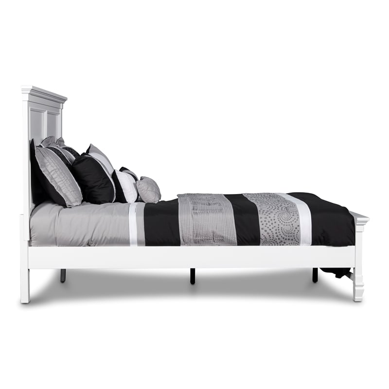 Pemberly Row Contemporary Solid Wood Full Bed in White Finish