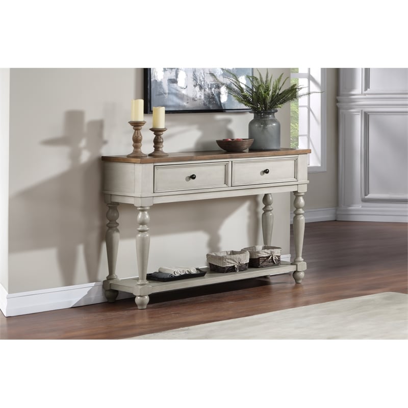 Pemberly Row Traditional Wood Sideboard in Brown & Beige Finish