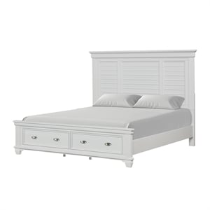 Pemberly Row Traditional Solid Wood California King Bed - White Brushed