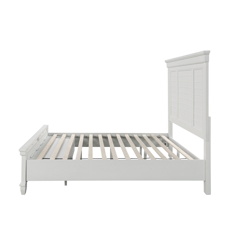 Pemberly Row Traditional Solid Wood California King Bed - White Brushed