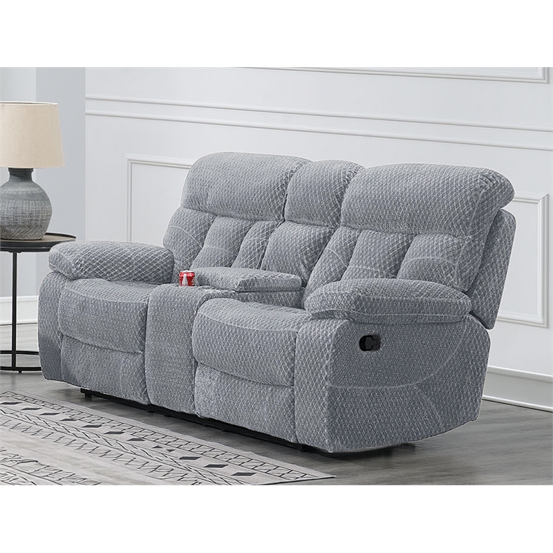 Pemberly Row Modern Polyester Fabric Console Loveseat in Stone
