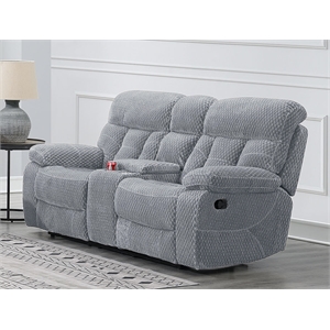Pemberly Row Modern Polyester Fabric Console Loveseat in Stone