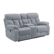 Pemberly Row Modern Polyester Fabric Power Console Loveseat in Stone