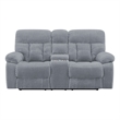 Pemberly Row Modern Polyester Fabric Power Console Loveseat in Stone