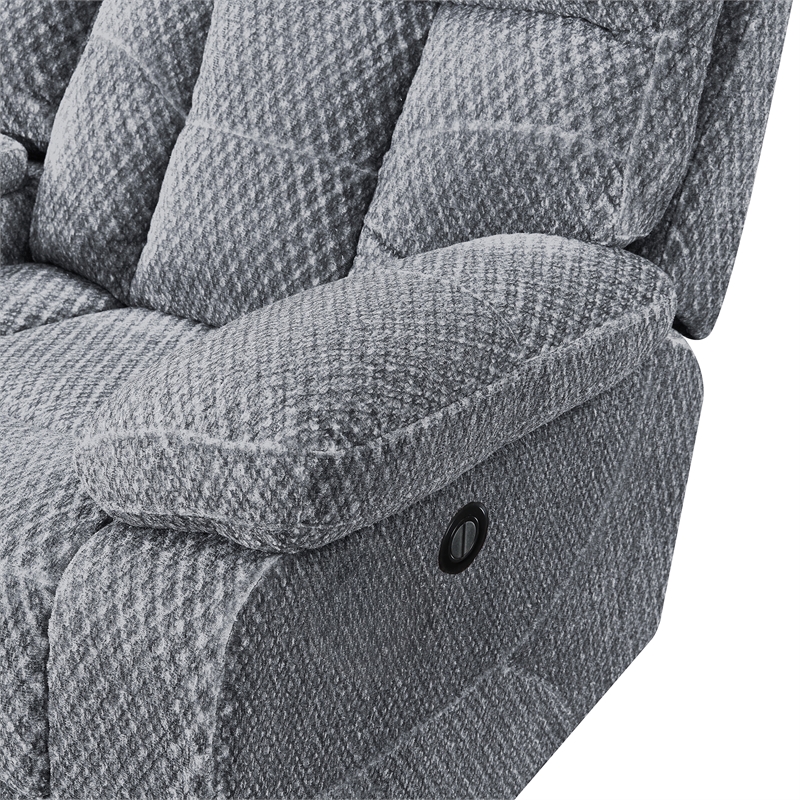 Pemberly Row Modern Polyester Fabric Power Console Loveseat in Stone