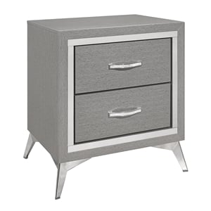 Pemberly Row Contemporary 2-Drawer Solid Wood Nightstand in Gray