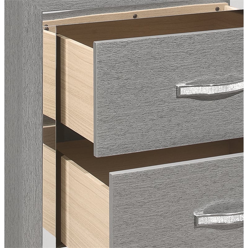 Pemberly Row Contemporary 2-Drawer Solid Wood Nightstand in Gray