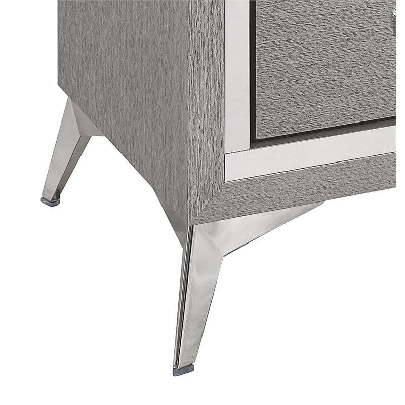 Pemberly Row Contemporary 2-Drawer Solid Wood Nightstand in Gray