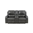 Pemberly Row Modern Leather Console Loveseat w/ Power Footrest in Gray