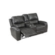Pemberly Row Modern Leather Console Loveseat w/ Power Footrest in Gray