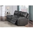 Pemberly Row Modern Leather Console Loveseat w/ Power Footrest in Gray