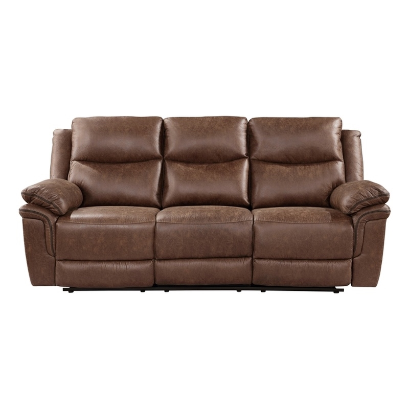 Pemberly Row Modern Polyester Fabric Sofa with Power Footrest in Brown