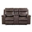 Pemberly Row Modern Polyester Fabric Power Console Loveseat in Mocha