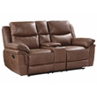 Pemberly Row Modern Polyester Fabric Console Loveseat in Brown