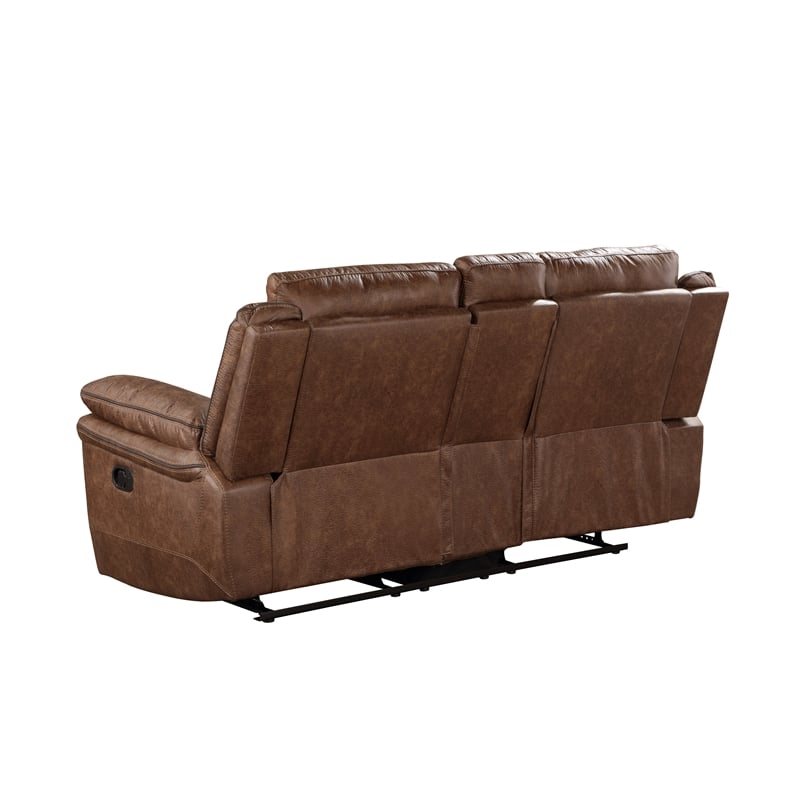 Pemberly Row Modern Polyester Fabric Console Loveseat in Brown